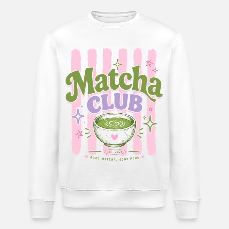 Matcha Club - Thé vert rétro esthétique - Sweat bio ROLLER Stanley/Stella Unisexe - blanc