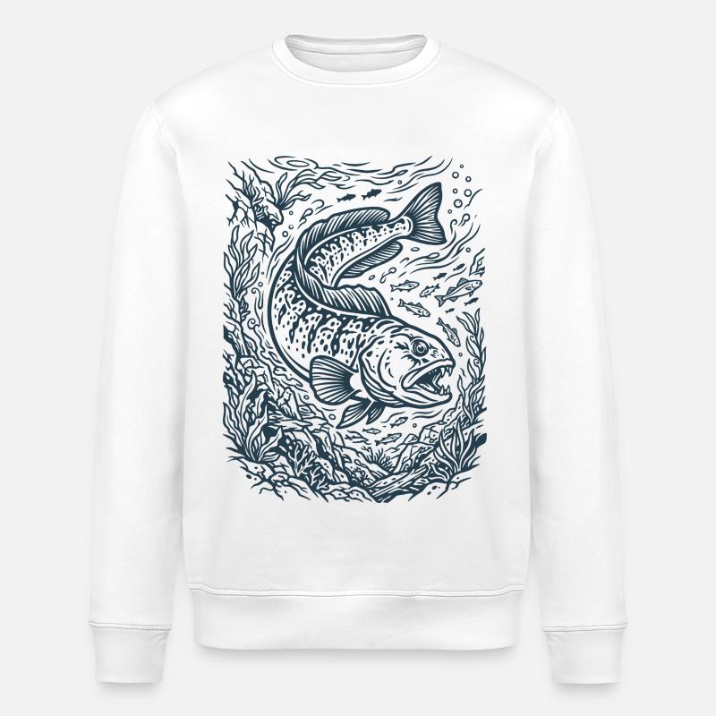 Sea Wolf | Loach | Underwater fish - Stanley/Stella ROLLER Unisex Organic Sweatshirt - white