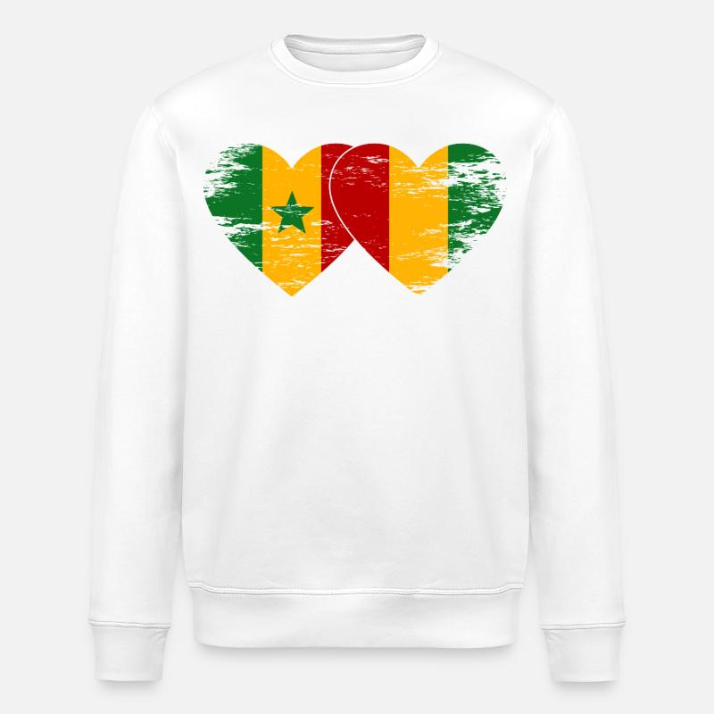 Senegal_Guinea_Flagge_Herz_used - Sweat bio ROLLER Stanley/Stella Unisexe - blanc