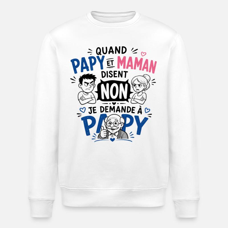 Je demande à Papy ! - Sweat bio ROLLER Stanley/Stella Unisexe - blanc