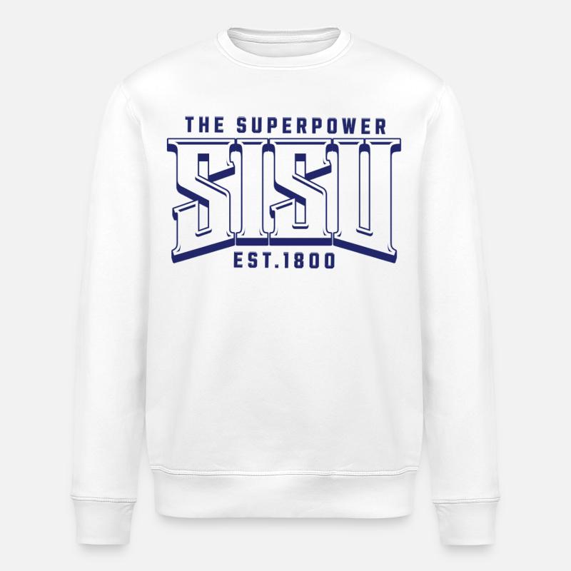 Content Superpower Logo Printing - Stanley/Stella ROLLER Unisex Organic Sweatshirt - white