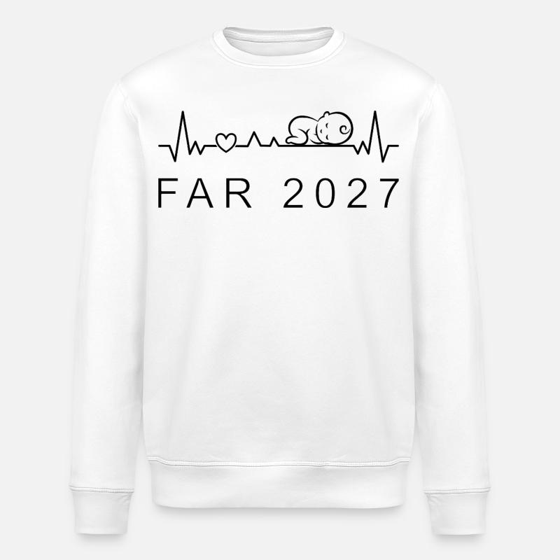 Papa 2027 Herzschlag Schwangerschaft Dänisch - Stanley/Stella Unisex Bio-Sweatshirt ROLLER - Weiß