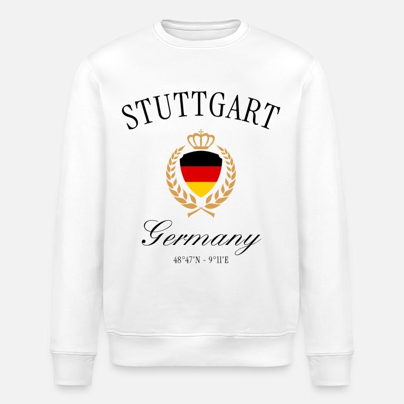 Stuttgart Deutschland Wappen Krone Reise Souvenir - Stanley/Stella Unisex Bio-Sweatshirt ROLLER - Weiß