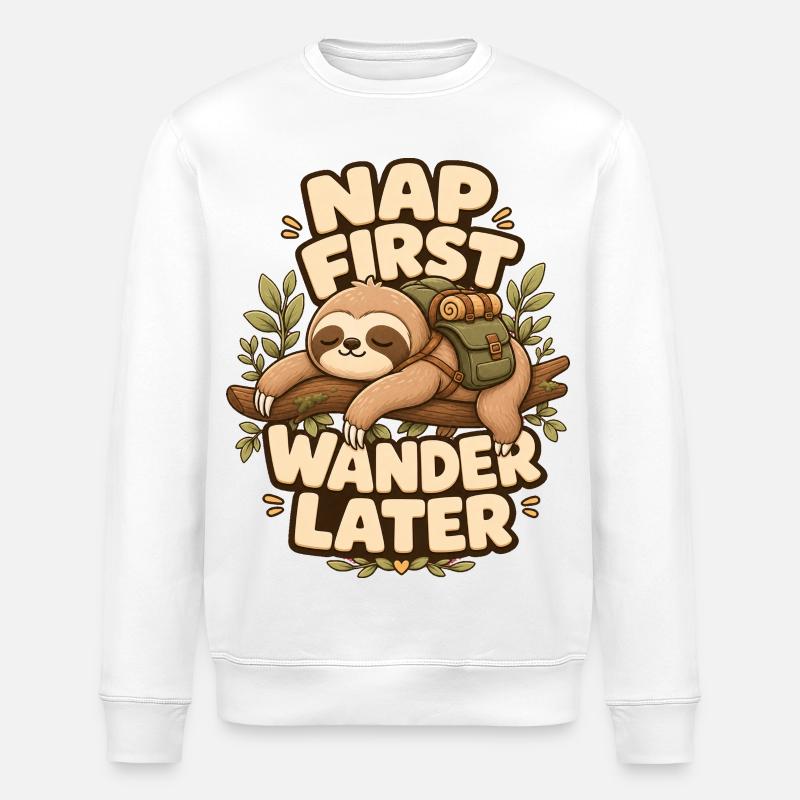 Première sieste, Errance, puis Paresseux - Sweat bio ROLLER Stanley/Stella Unisexe - blanc