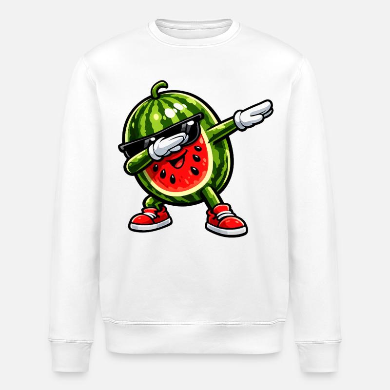 Dabbing Watermelon - Stanley/Stella ROLLER Unisex Organic Sweatshirt - white
