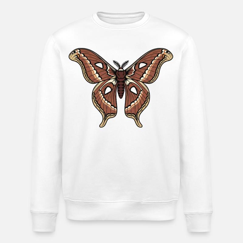 Butterfly Polyphemus Moth Saturnie Wing Tattoo - Stanley/Stella ROLLER Unisex Organic Sweatshirt - white