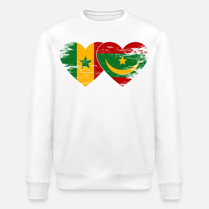 Senegal_Mauretanien_Flagge_Herz_used - Stanley/Stella Unisex Bio-Sweatshirt ROLLER - Weiß