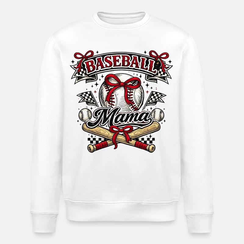 Baseball-Mama: Retro Mama Baseball-Geschenk - Stanley/Stella Unisex Bio-Sweatshirt ROLLER - Weiß