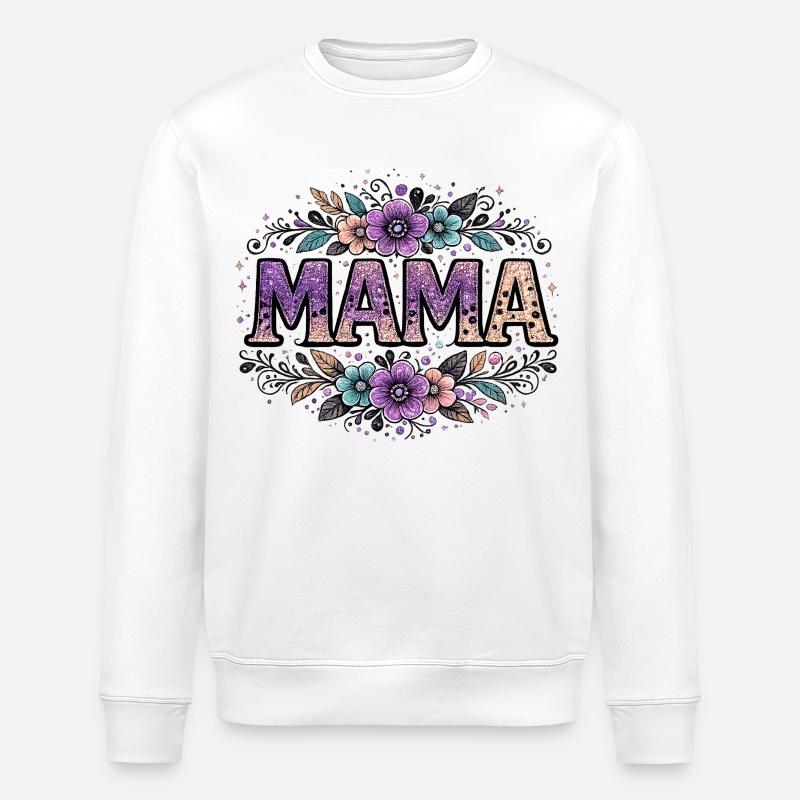 Mama-Geschenk: Retro-Mama-Visualisierung - Stanley/Stella Unisex Bio-Sweatshirt ROLLER - Weiß