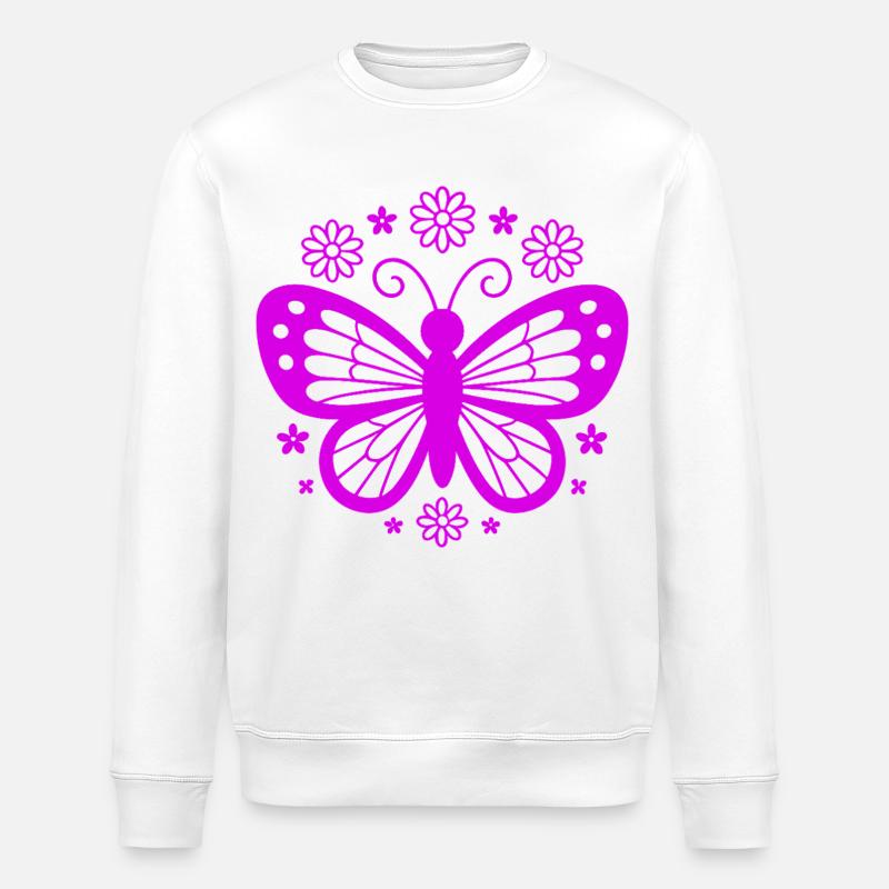 Pinkschmetterling Blütentraum - Stanley/Stella Unisex Bio-Sweatshirt ROLLER - Weiß