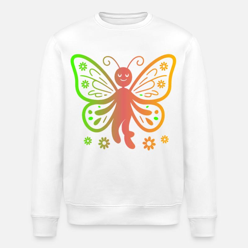Regenbogen Schmetterling Magie - Stanley/Stella Unisex Bio-Sweatshirt ROLLER - Weiß