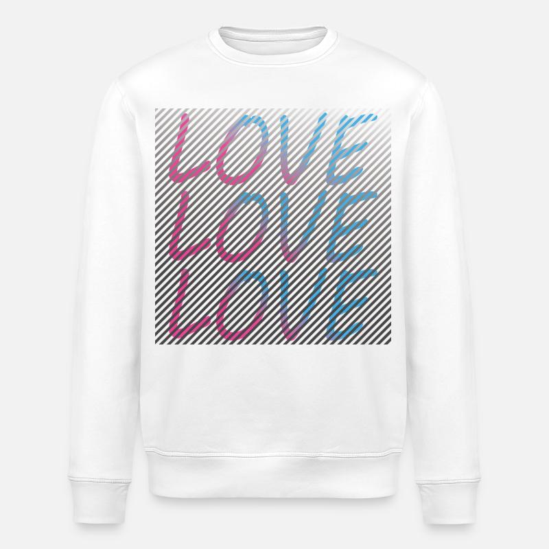 Lettrage Love dégradé sur rayures - Sweat bio ROLLER Stanley/Stella Unisexe - blanc