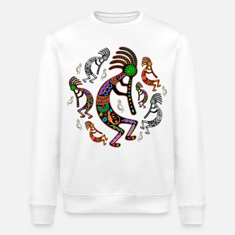 Kokopelli-Regenbogenfarben - Stanley/Stella Unisex Bio-Sweatshirt ROLLER - Weiß
