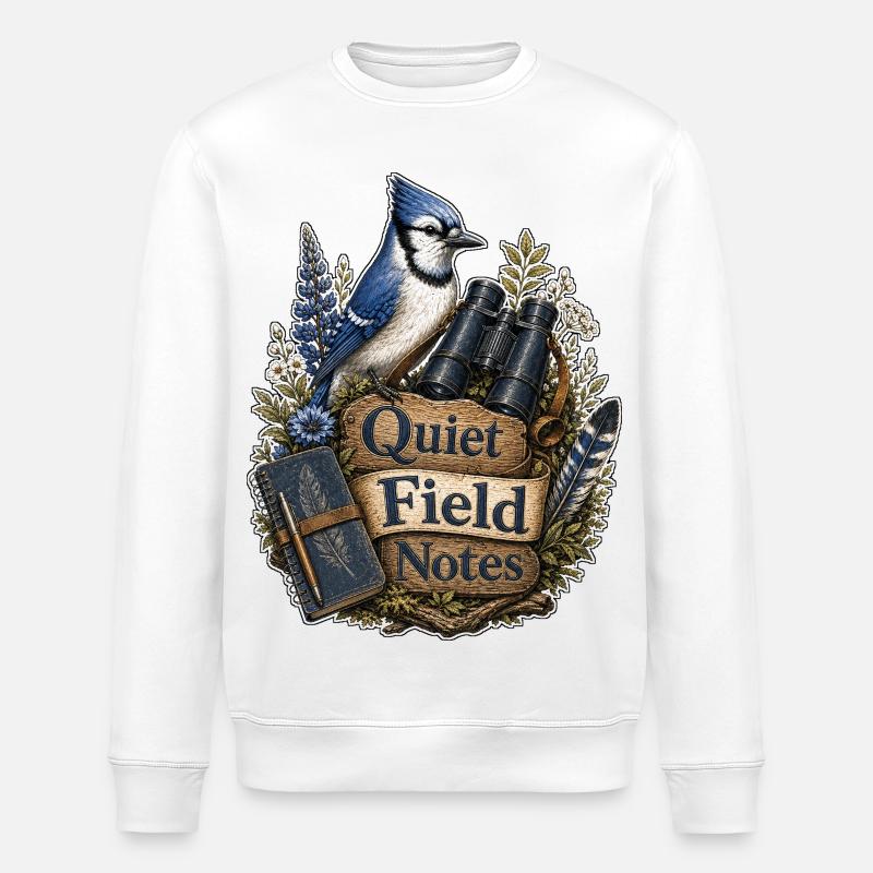 Quiet Field Notes Clouds - Stanley/Stella ROLLER Unisex Organic Sweatshirt - white