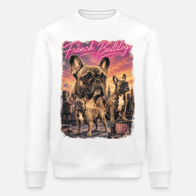 Bouledogue français Rétro Dog - Sweat bio ROLLER Stanley/Stella Unisexe - blanc