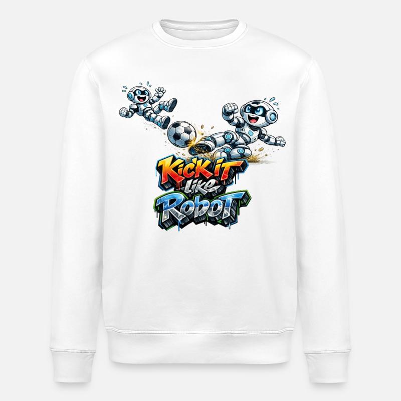 Fussballroboter im Duell um den Ball - Stanley/Stella Unisex Bio-Sweatshirt ROLLER - Weiß