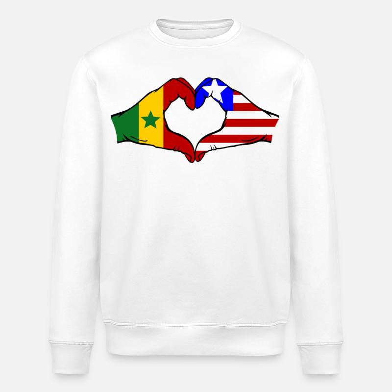Senegal_Liberia_Flagge_Haende_Herzform - Stanley/Stella Unisex Bio-Sweatshirt ROLLER - Weiß