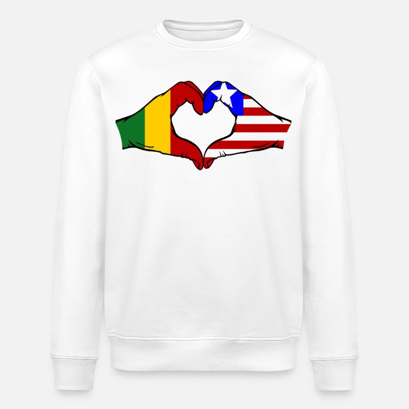 Mali_Liberia_Flagge_Haende_Herzform - Stanley/Stella Unisex Bio-Sweatshirt ROLLER - Weiß