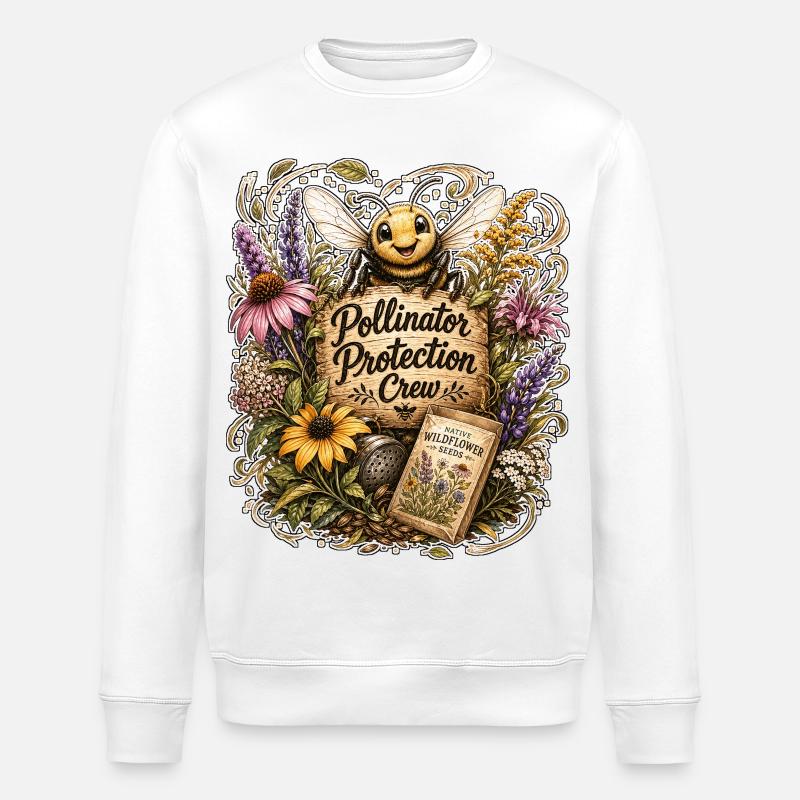 Pollinator Protection Crew - Stanley/Stella Unisex Bio-Sweatshirt ROLLER - Weiß