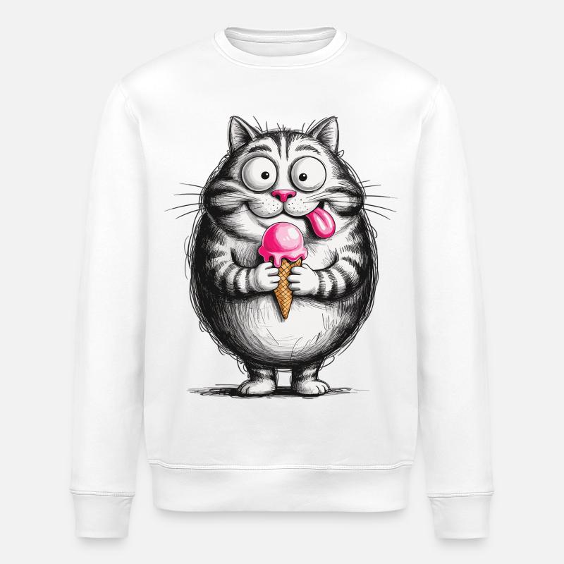 T-shirt Chat à la glace - Sweat bio ROLLER Stanley/Stella Unisexe - blanc