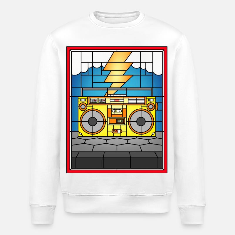 Buntglas-Boombox-Illustration - Stanley/Stella Unisex Bio-Sweatshirt ROLLER - Weiß