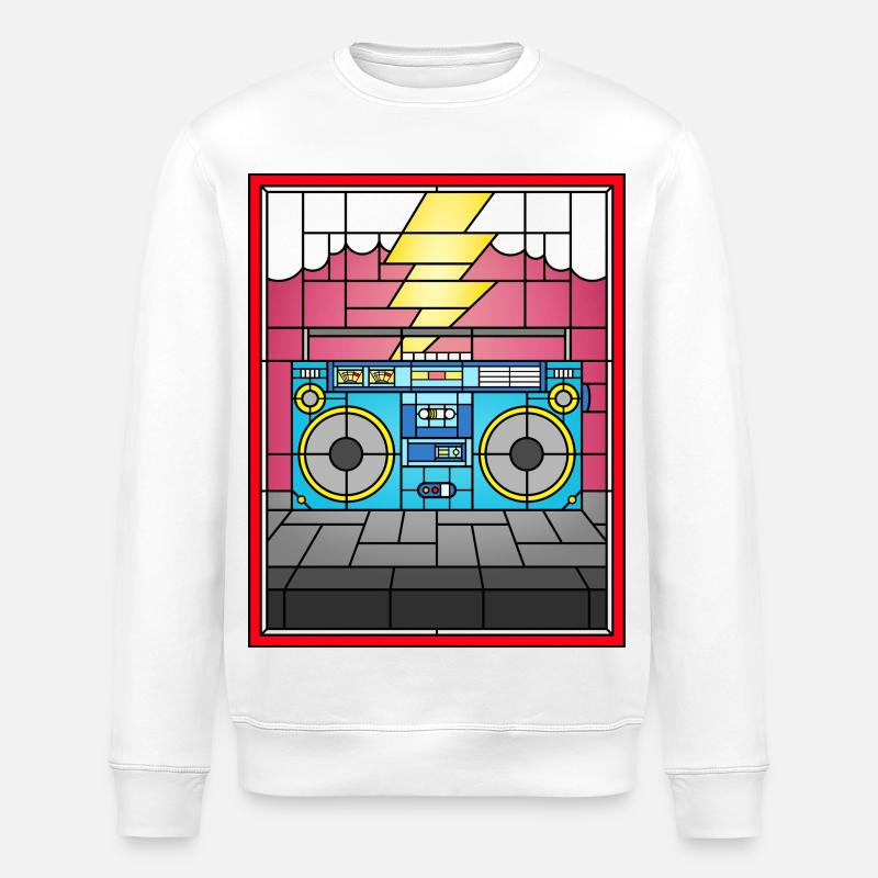 Buntglas-Boombox-Illustration - Stanley/Stella Unisex Bio-Sweatshirt ROLLER - Weiß