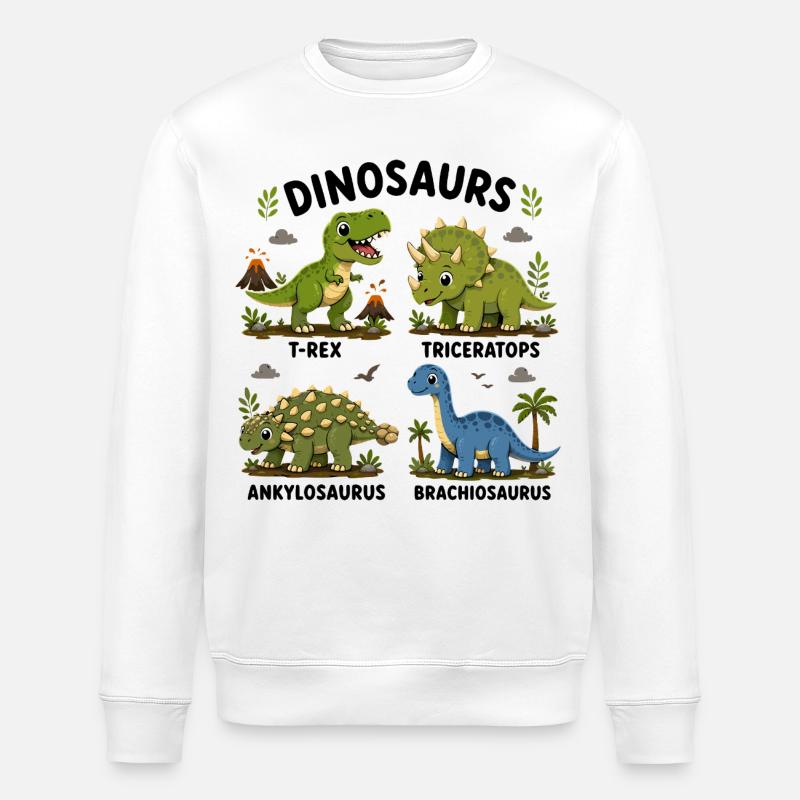Dinosaurierarten lernen für Kinder - Stanley/Stella Unisex Bio-Sweatshirt ROLLER - Weiß