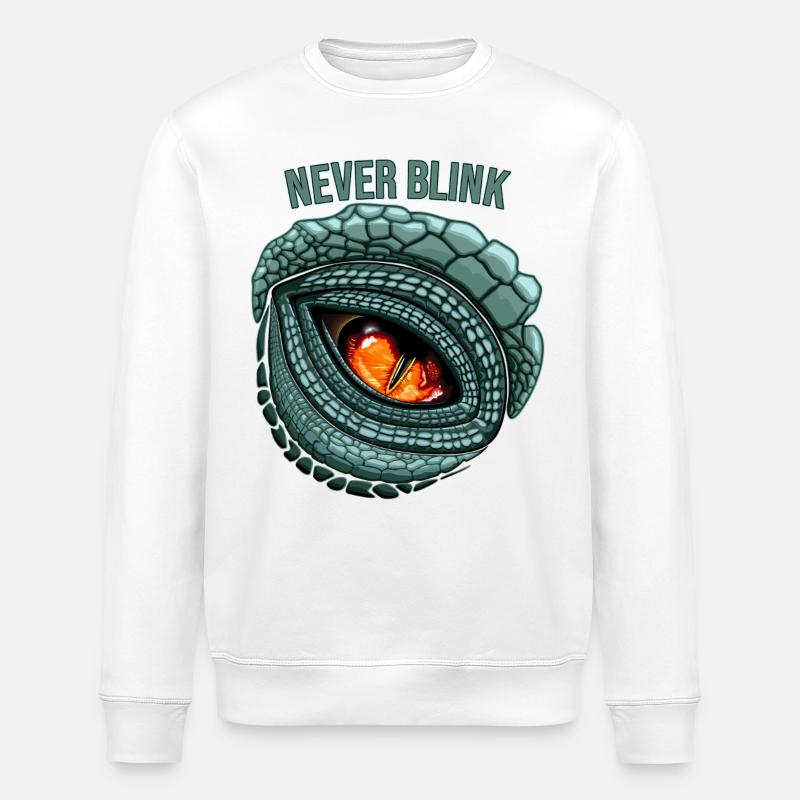 Primal Predator Eye - NEVER BLINK - Stanley/Stella ROLLER Unisex Organic Sweatshirt - white