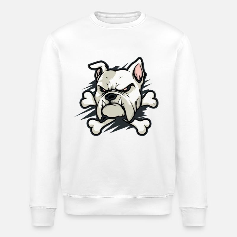 Bouledogue en colère avec os - Sweat bio ROLLER Stanley/Stella Unisexe - blanc