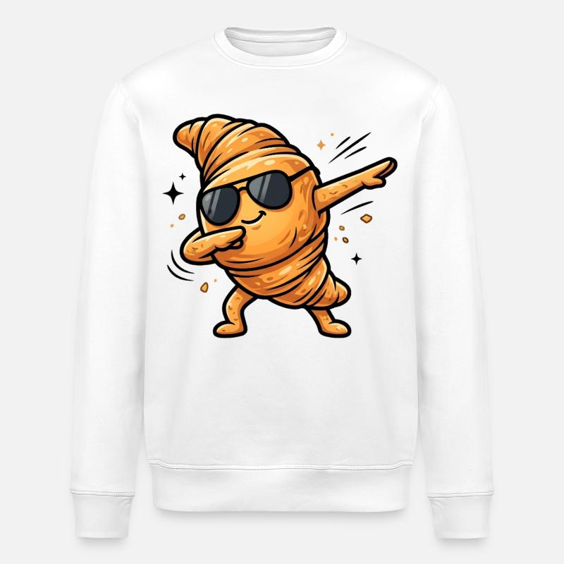 Dabbing Croissant - Stanley/Stella Unisex Bio-Sweatshirt ROLLER - Weiß