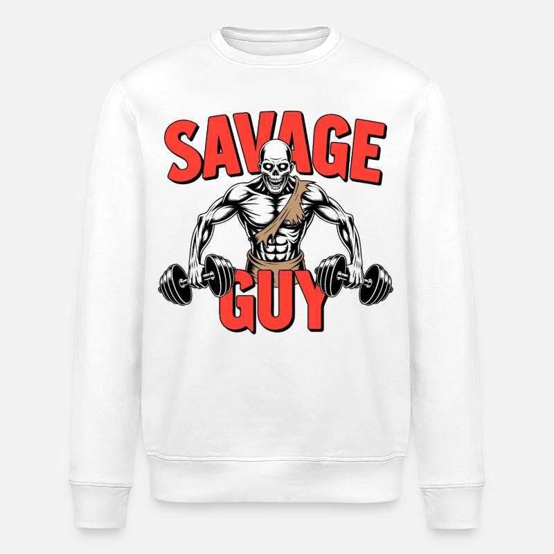 Squelette de gymnase sauvage - Sweat bio ROLLER Stanley/Stella Unisexe - blanc