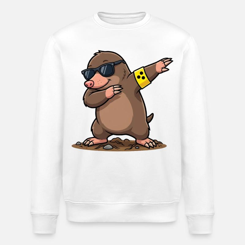 Dabbing Mole - Stanley/Stella ROLLER Unisex Organic Sweatshirt - white