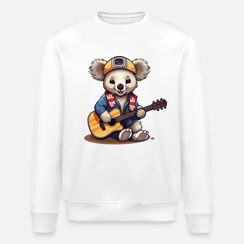 Guitariste rock koala en look aventure - Sweat bio ROLLER Stanley/Stella Unisexe - blanc