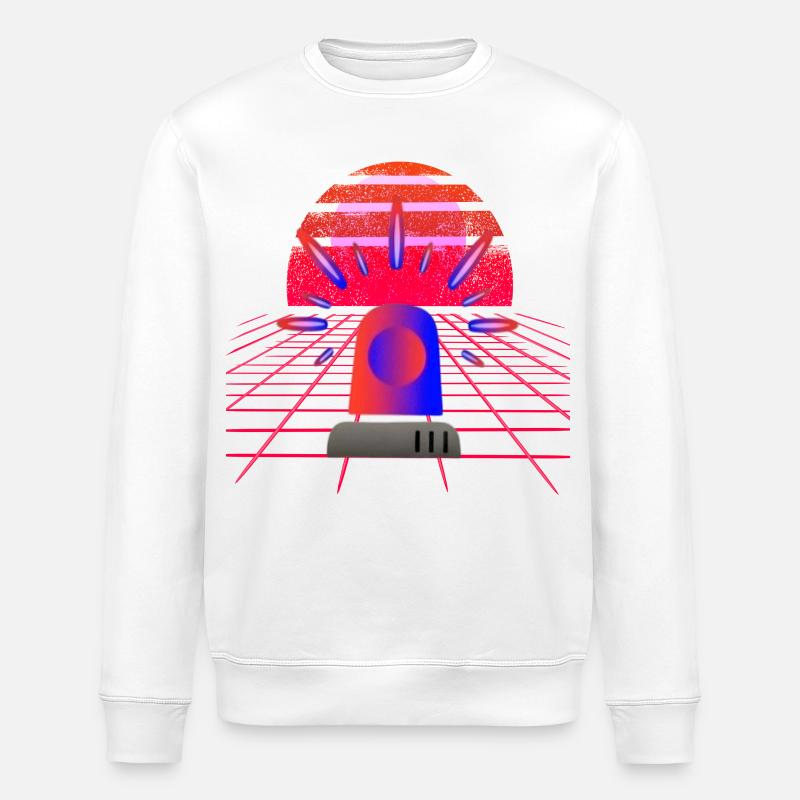 Retro Synthwave Sirene Blaulicht Neon - Stanley/Stella Unisex Bio-Sweatshirt ROLLER - Weiß