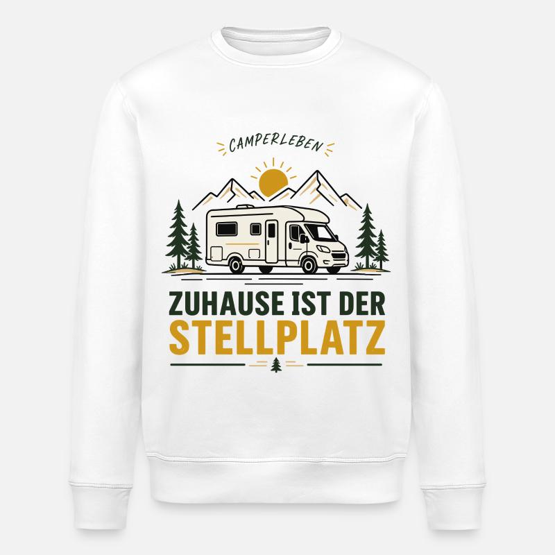 Zuhause ist der Stellplatz Campingliebe - Stanley/Stella Unisex Bio-Sweatshirt ROLLER - Weiß