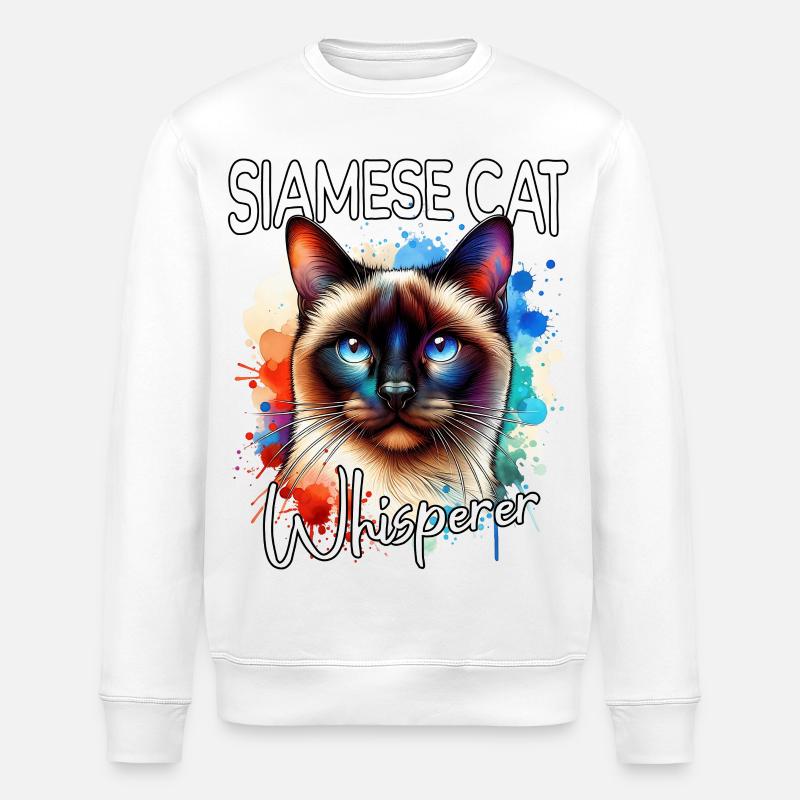 Siamkatze Flüsterer - Stanley/Stella Unisex Bio-Sweatshirt ROLLER - Weiß