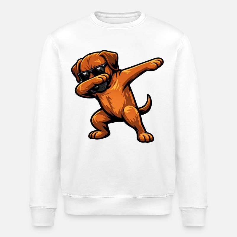 Dabbing Rhodesian Ridgeback - Stanley/Stella ROLLER Unisex Organic Sweatshirt - white