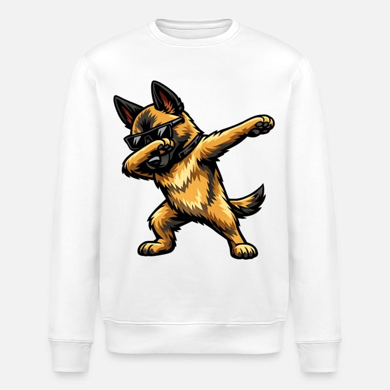 Dabbing Belgischer Schäferhund - Stanley/Stella Unisex Bio-Sweatshirt ROLLER - Weiß