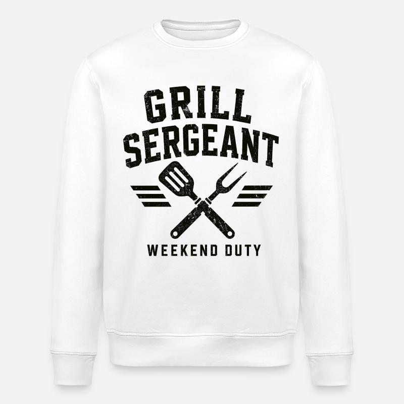 Grill Sergeant BBQ Shirt - Stanley/Stella ROLLER Unisex Organic Sweatshirt - white