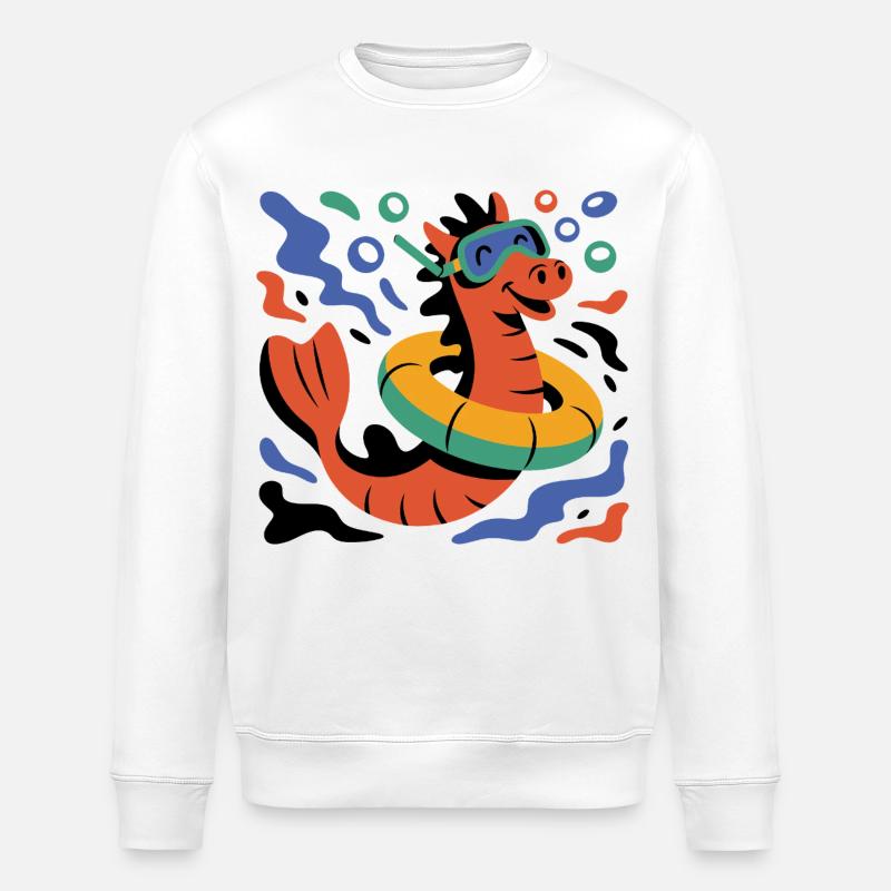 Hippocampe cool - Sweat bio ROLLER Stanley/Stella Unisexe - blanc