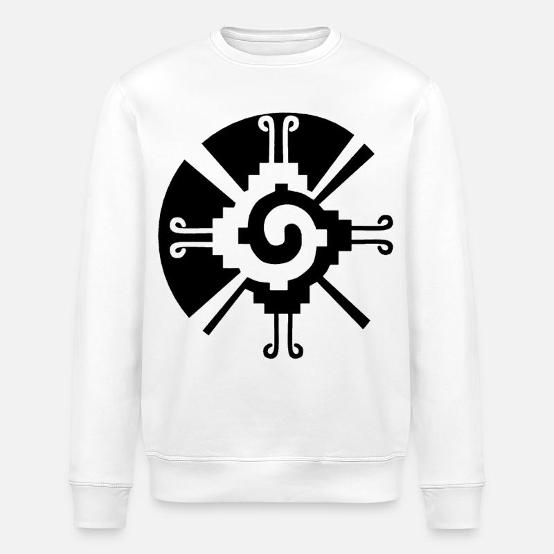 Solar Geometric Pattern (Black) - Stanley/Stella ROLLER Unisex Organic Sweatshirt - white