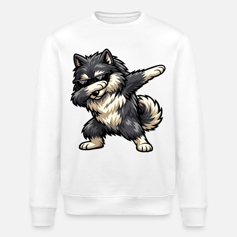 Dabbing Wolfspitz - Stanley/Stella ROLLER Unisex Organic Sweatshirt - white