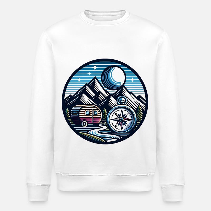 Camping Compass - Stanley/Stella ROLLER Unisex Organic Sweatshirt - white
