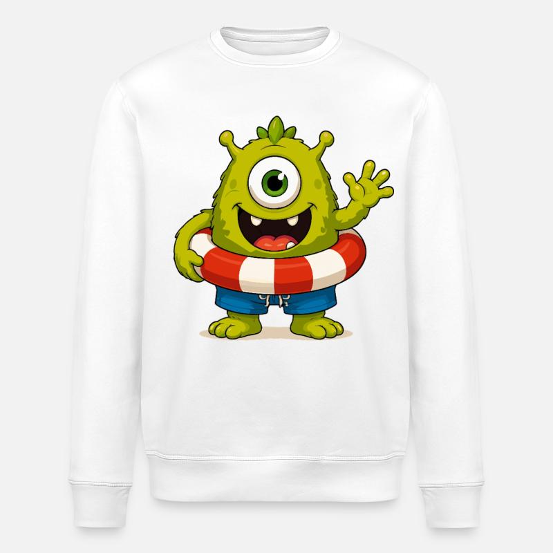 Monster mit Badehose - Stanley/Stella Unisex Bio-Sweatshirt ROLLER - Weiß