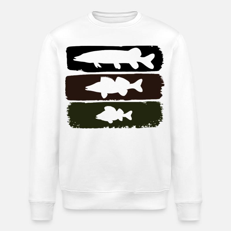 Pike Zander Perch - Stanley/Stella ROLLER Unisex Organic Sweatshirt - white