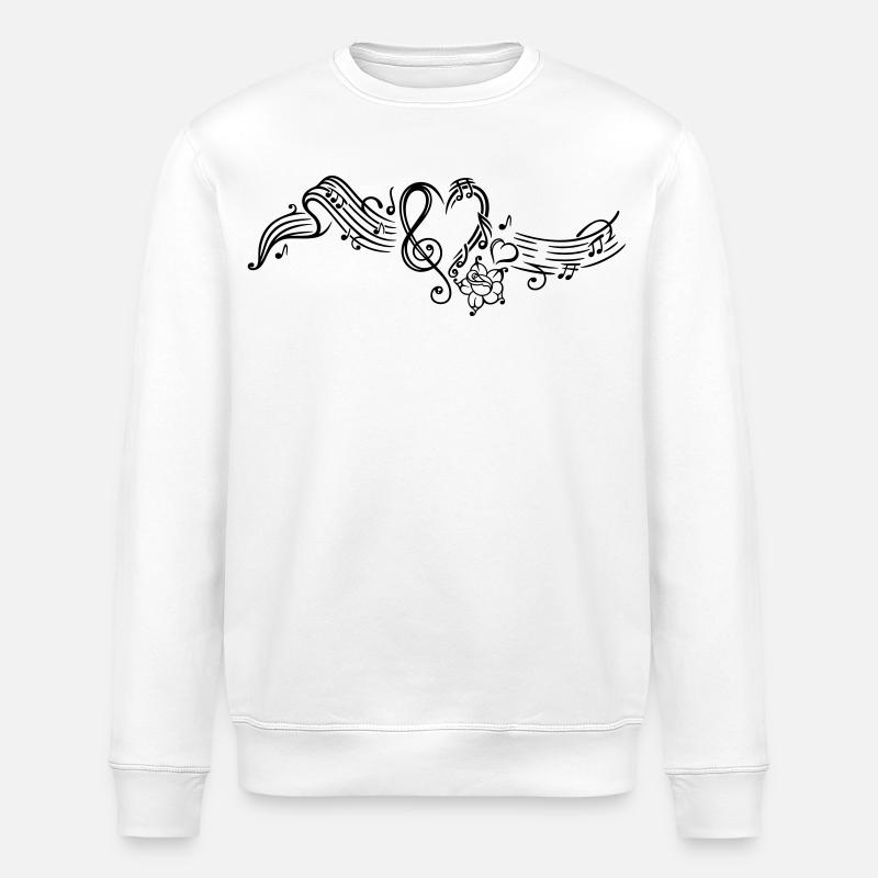 Sheet music with music notes, clef and flowers - Stanley/Stella ROLLER Unisex Organic Sweatshirt - white