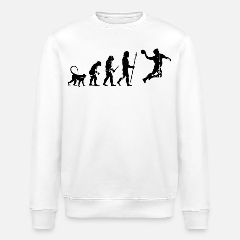 Funny handball player Evolution - Stanley/Stella ROLLER Unisex Organic Sweatshirt - white