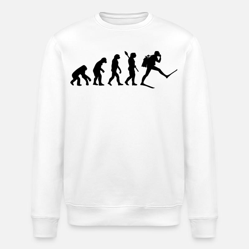 Scuba Diver Funny Human Evolution - Stanley/Stella ROLLER Unisex Organic Sweatshirt - white