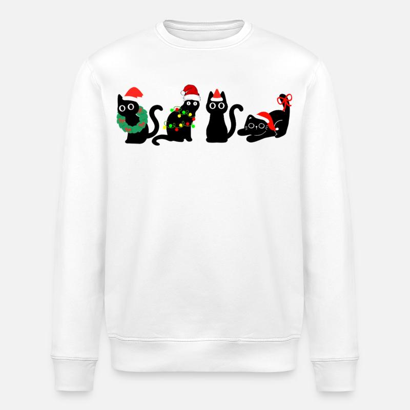 Katze in Weihnachten - Stanley/Stella Unisex Bio-Sweatshirt ROLLER - Weiß