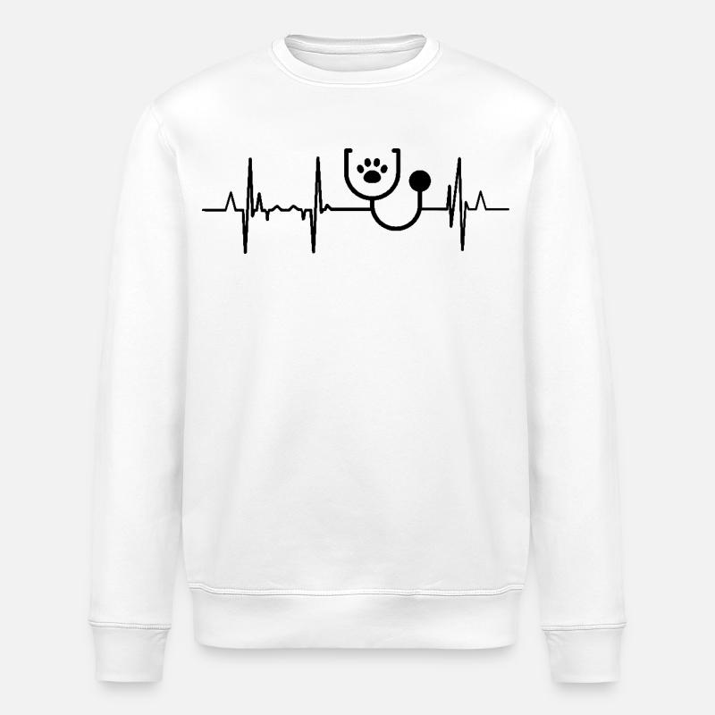 Tierarzt Student Herzschlag - Stanley/Stella Unisex Bio-Sweatshirt ROLLER - Weiß